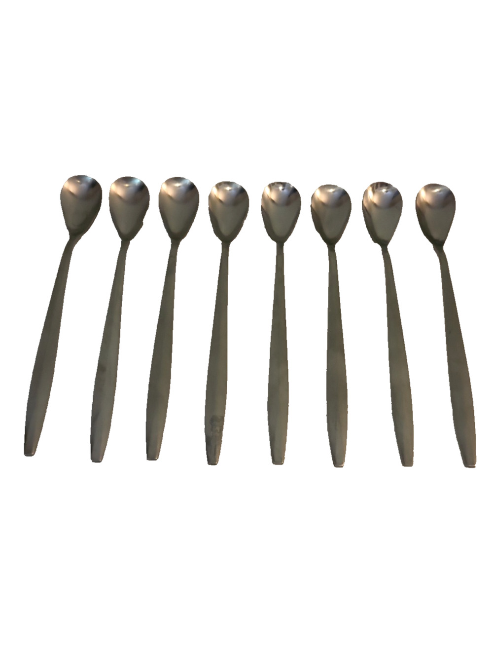 8 piece Noritake Fantasy Iced Tea Spoons 7 1/4" 18-8 Stainless Steel Satin Japan